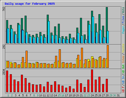 Daily usage for February 2025